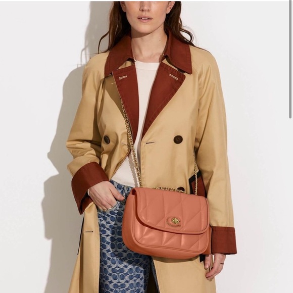 Coach Madison Quilted Leather Pillow Bag Chain Pink Coral - Picture 3 of 15